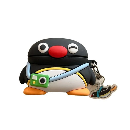 🐧 Cartoon Penguin AirPods Case – Camera Crew Cutie