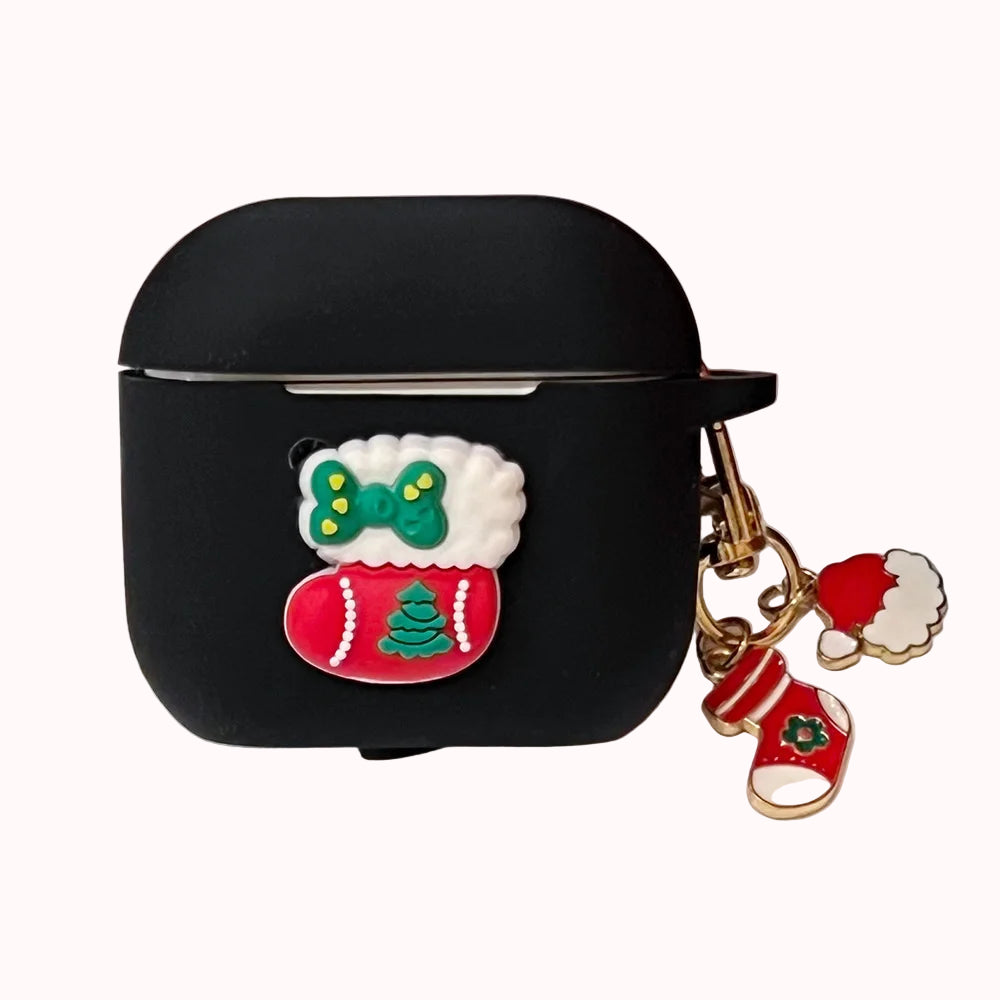 🎁 Santa & Stocking AirPods Case – Black Christmas Edition