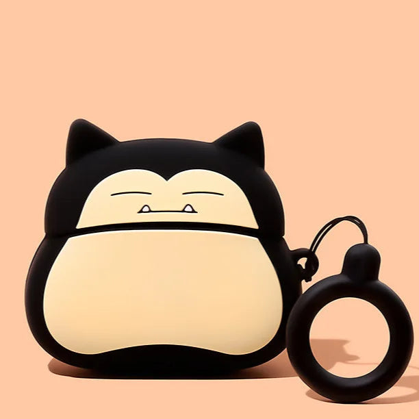 π€ Black Snorlax AirPods Case (with Keychain)