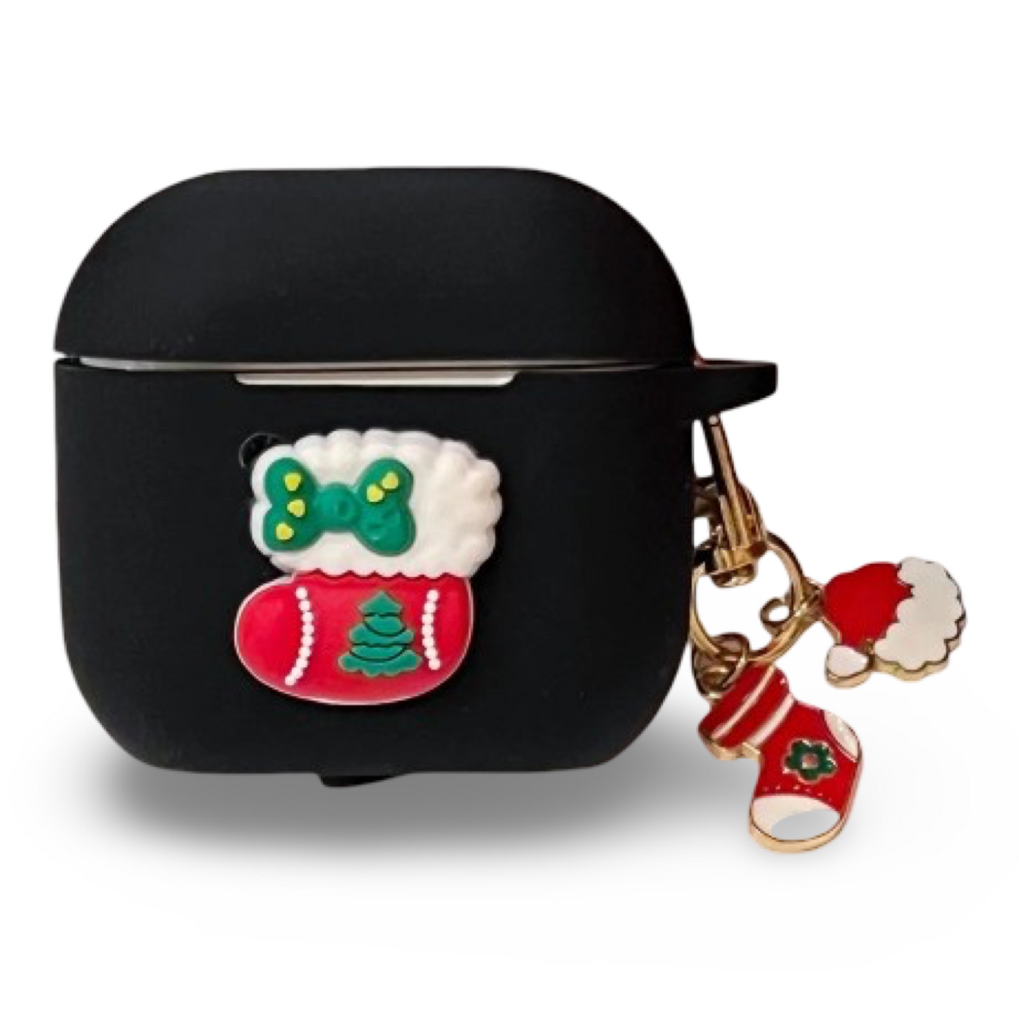 🎁 Santa & Stocking AirPods Case – Black Christmas Edition