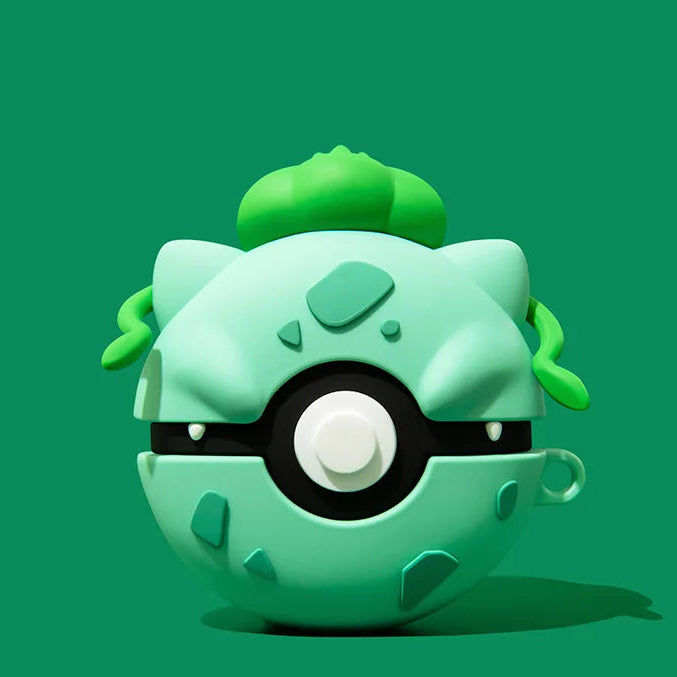 🌿 Bulbasaur Poké Ball AirPods Case (with Keychain)