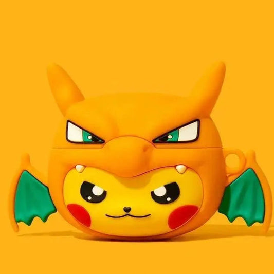 ⚡🐉 Pikachu in Charizard Suit AirPods Case (with Keychain)